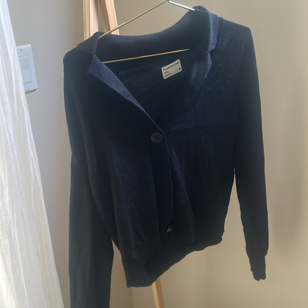 Black Collared Cardigan Sweater